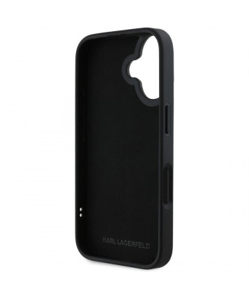 Karl Lagerfeld HC 3D Rubber Elongated Glitter iPhone 16 Case - Black
