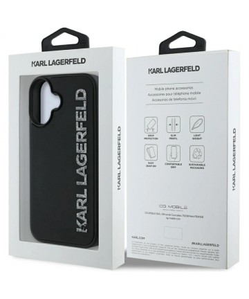 Karl Lagerfeld HC 3D Rubber Elongated Glitter iPhone 16 Case - Black