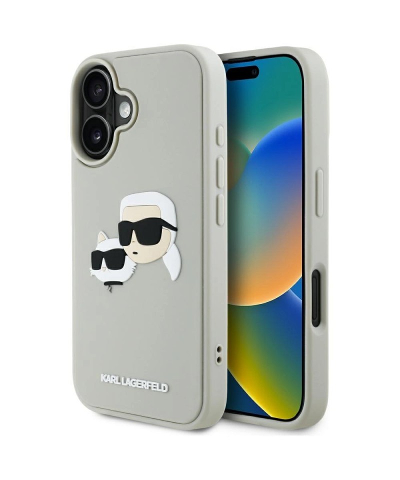 Karl Lagerfeld HC 3D Rubber Double Heads iPhone 16 Case - Beige