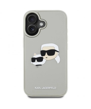 Karl Lagerfeld HC 3D Rubber Double Heads iPhone 16 Case - Beige