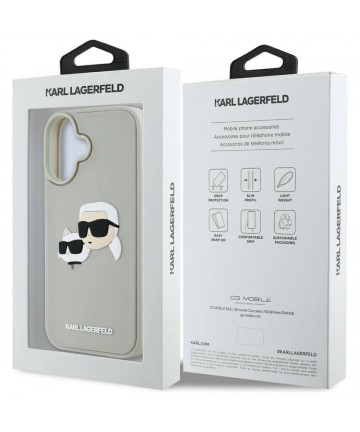 Karl Lagerfeld HC 3D Rubber Double Heads iPhone 16 Case - Beige