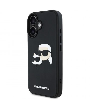 Karl Lagerfeld HC 3D Rubber Double Heads iPhone 16 Case - Black