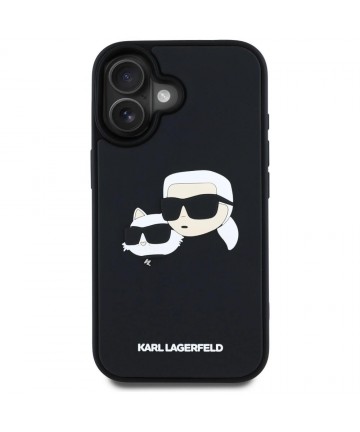 Karl Lagerfeld HC 3D Rubber Double Heads iPhone 16 Case - Black