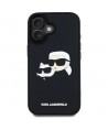 Karl Lagerfeld HC 3D Rubber Double Heads iPhone 16 Case - Black