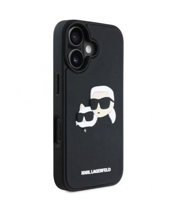 Karl Lagerfeld HC 3D Rubber Double Heads iPhone 16 Case - Black