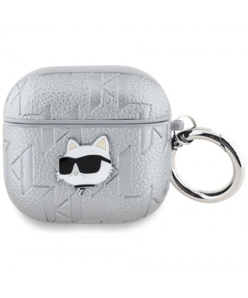 Karl Lagerfeld Monogram Choupette Head case for AirPods 4 - silver