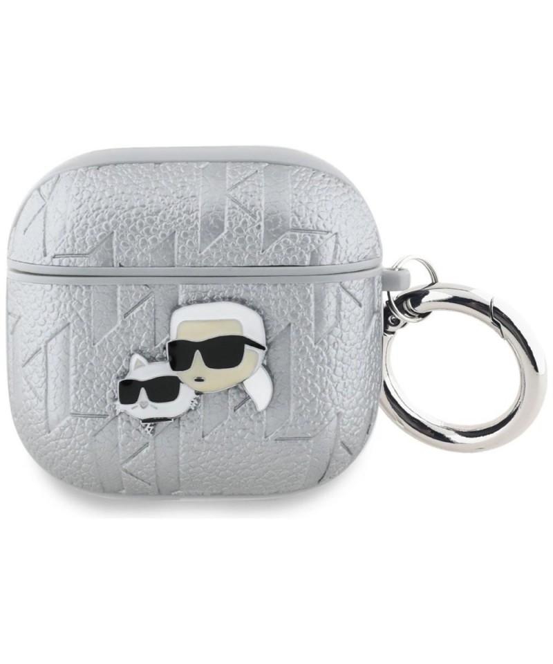 Karl Lagerfeld Monogram Karl & Choupette Head case for AirPods 4 - silver