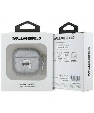 Karl Lagerfeld Monogram Karl Head case for AirPods 4 - silver