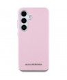 Karl Lagerfeld Saffiano Full Wrapped Elongated Metal Logo MagSafe Case for Samsung Galaxy S25 - Pink