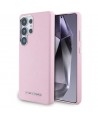 Karl Lagerfeld Saffiano Full Wrapped Elongated Metal Logo MagSafe Case for Samsung Galaxy S25 Ultra - Pink