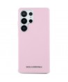 Karl Lagerfeld Saffiano Full Wrapped Elongated Metal Logo MagSafe Case for Samsung Galaxy S25 Ultra - Pink