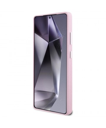 Karl Lagerfeld Saffiano Full Wrapped Elongated Metal Logo MagSafe Case for Samsung Galaxy S25 Ultra - Pink