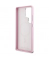 Karl Lagerfeld Saffiano Full Wrapped Elongated Metal Logo MagSafe Case for Samsung Galaxy S25 Ultra - Pink
