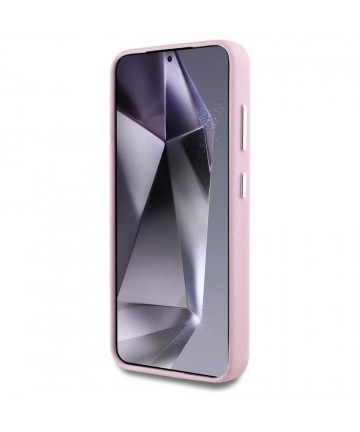 Karl Lagerfeld Saffiano Full Wrapped Elongated Metal Logo MagSafe Case for Samsung Galaxy S25+ - Pink