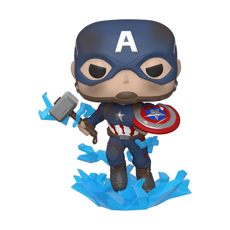 Funko Pop! Marvel: Avengers Endgame - Captain America With Broken Shield & Mjolnir 573 Bobble-Head Vinyl Figure