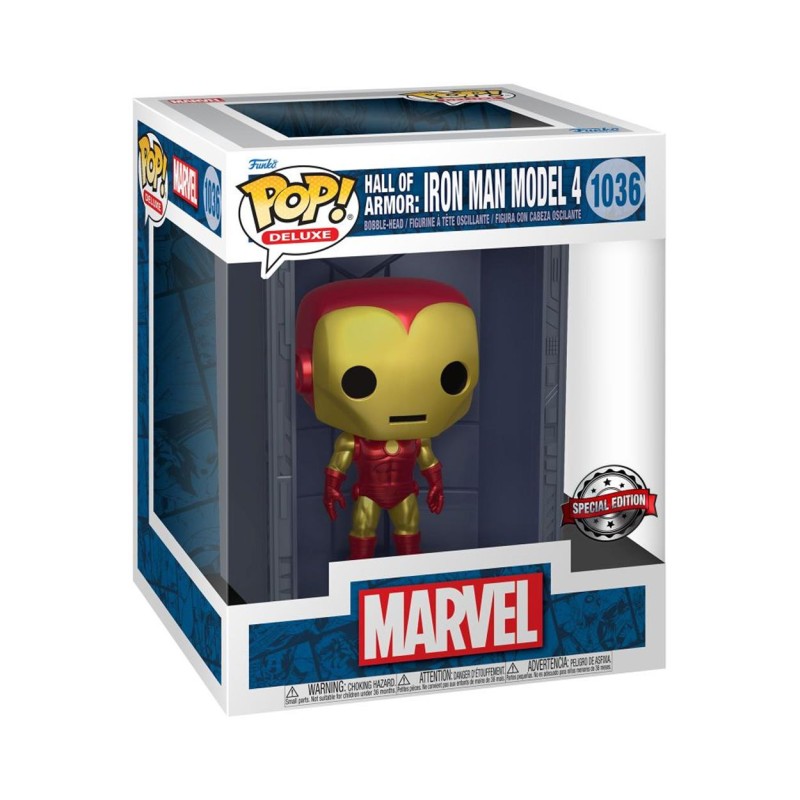 Funko Pop! Deluxe: Marvel Hall of Armor: Iron Man Model 4 (Metallic) (PX Previews Exclusive) 1036 Bobble-Head Vinyl Figure
