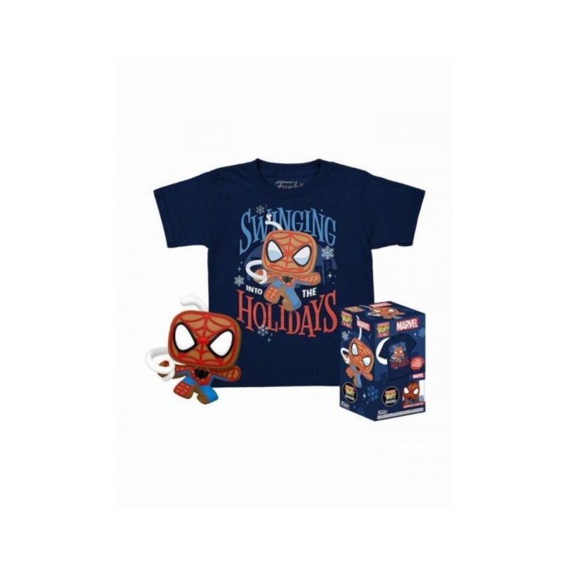 Funko Pocket Pop! Tee (Child): Marvel - Gingerbread Spider-Man (Special Edition) Bobble-Head Vinyl Figure T-Shirt (XL)