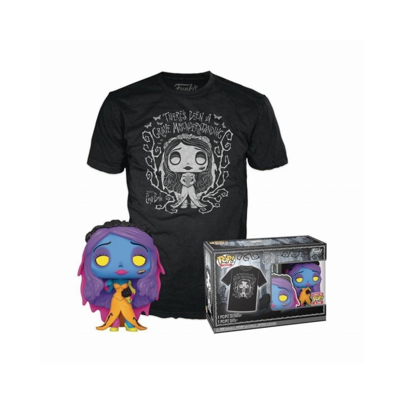 Funko Pop! Tee (Adult): Tim Burtons Corpse Bride - Emily (Blacklight) Vinyl Figure and T-Shirt (S)