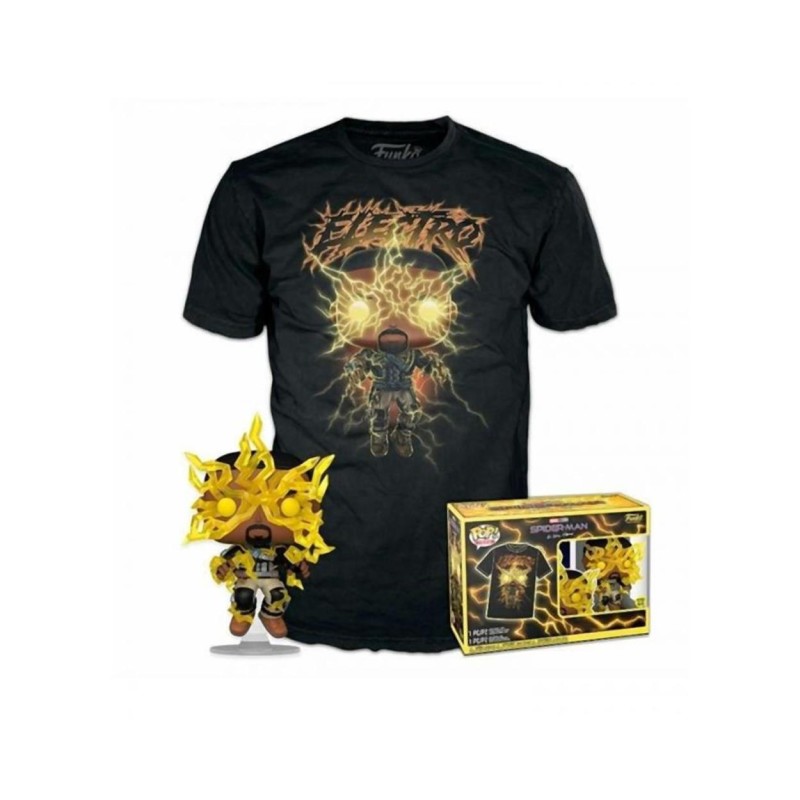 Funko Pop! Tee (Adult): Marvel Spider-Man No Way Home S3 - Electro (Glows in the Dark) Vinyl Figure T-Shirt (XL)