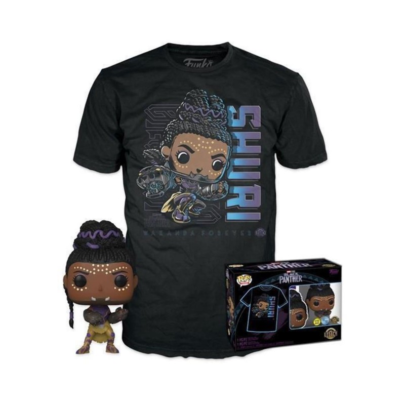 Funko Pop! Tees (Adult): Marvel Black Panther - Shuri (Glows in the Dark) Bobble-Head Vinyl Figure T-Shirt (S)