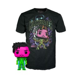 Funko Pop!  Tee (Adult): Marvel What If...? - Infinity Killmonger (Blacklight) (Special Edition) Bobble-Head Vinyl Figure  T-Shi