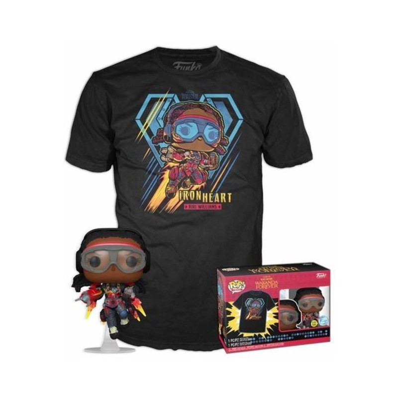 Funko Pop! Tee (Adult): Marvel Black Panther Wakanda Forever - Iron Heart Riri Williams (Glows in the Dark) Bobble-Head Vinyl F