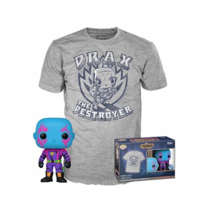 Funko Pop! Tee (Adult): Marvel Guardians of the Galaxy Volume 3 - Drax (Blacklight) (Special Edition) Vinyl Figure and T-Shirt