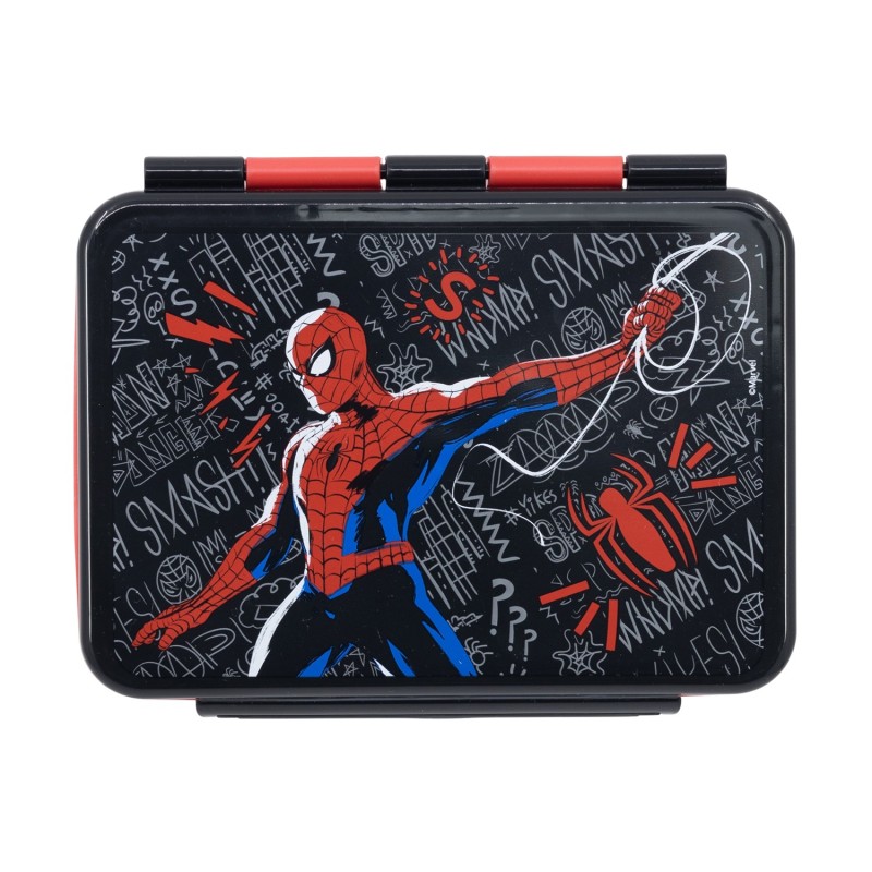 Stor Marvel: Spiderman Black Board -  Stainless Steel Clamp Rectangular Sandwich Box (1100ml) (74756)