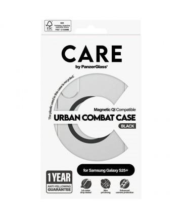 CARE by PanzerGlass Flagship Urban Combat Black QI Case for Samsung Galaxy S25+ - Transparent