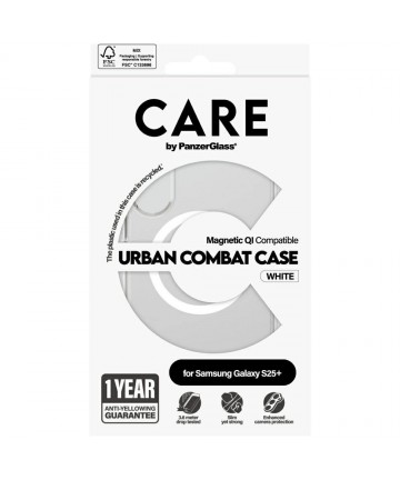 CARE by PanzerGlass Flagship Urban Combat White QI Case for Samsung Galaxy S25+ - Transparent