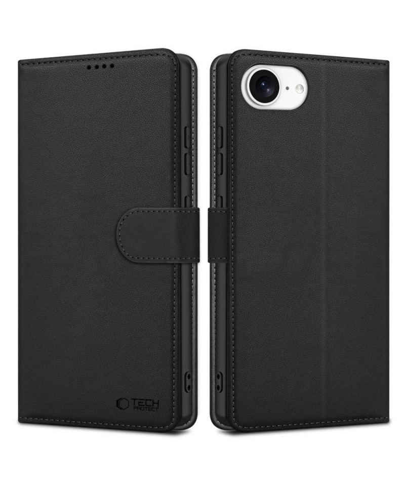 Tech-Protect Wallet Case for iPhone 16e / 17e - Matte Black