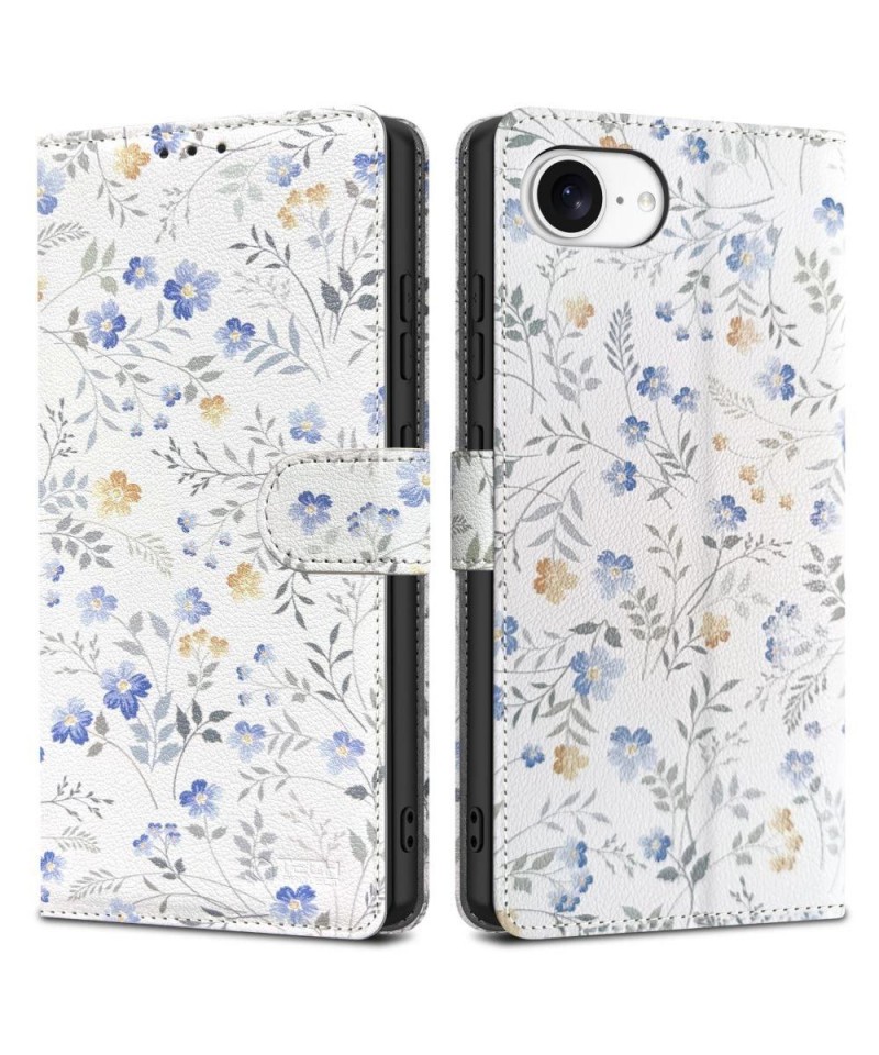 Tech-Protect Wallet Case for iPhone 16e / 17e - Daisies with Leaves