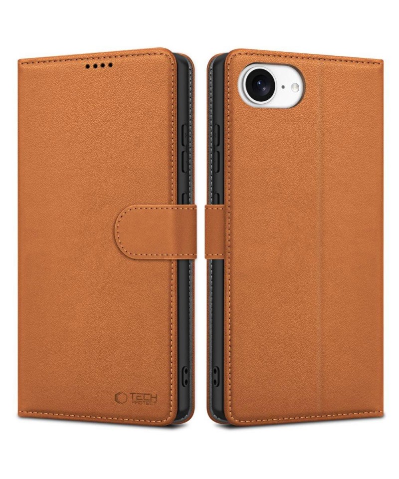 Tech-Protect Wallet Case for iPhone 16e / 17e - Brown