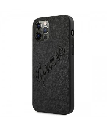 Guess Saffiano Vintage Script Case for iPhone 12 Pro Max 6.7" - Black