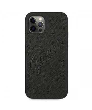 Guess Saffiano Vintage Script Case for iPhone 12 Pro Max 6.7" - Black