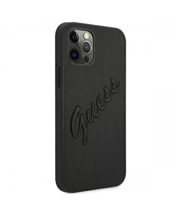 Guess Saffiano Vintage Script Case for iPhone 12 Pro Max 6.7" - Black