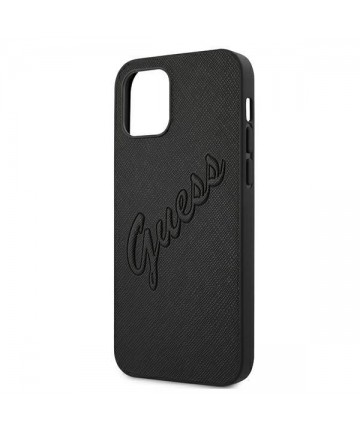 Guess Saffiano Vintage Script Case for iPhone 12 Pro Max 6.7" - Black