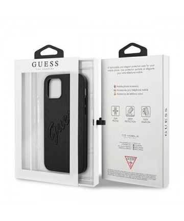 Guess Saffiano Vintage Script Case for iPhone 12 Pro Max 6.7" - Black