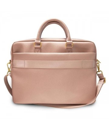 Guess Saffiano Script 16" Laptop Bag - Pink