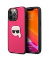 Karl Lagerfeld Leather Ikonik Karl's Head Metal Case for iPhone 13 Pro / 13 6.1" - Pink