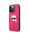 Karl Lagerfeld Leather Ikonik Karl's Head Metal Case for iPhone 13 Pro / 13 6.1" - Pink