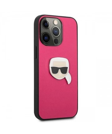 Karl Lagerfeld Leather Ikonik Karl's Head Metal Case for iPhone 13 Pro / 13 6.1" - Pink