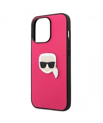 Karl Lagerfeld Leather Ikonik Karl's Head Metal Case for iPhone 13 Pro / 13 6.1" - Pink