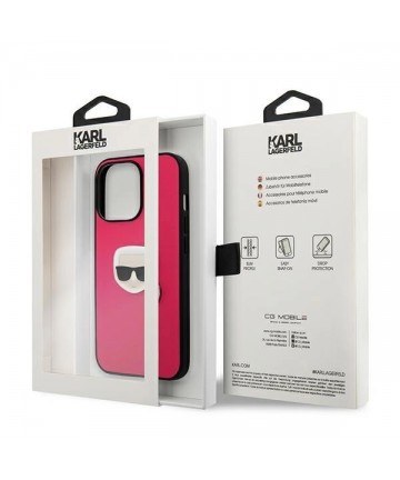 Karl Lagerfeld Leather Ikonik Karl's Head Metal Case for iPhone 13 Pro / 13 6.1" - Pink