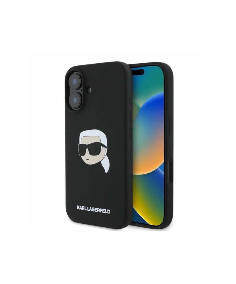 Karl Lagerfeld Silicone Karl Head Print MagSafe iPhone 16 Case - Black