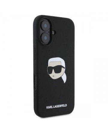 Karl Lagerfeld Silicone Karl Head Print MagSafe iPhone 16 Case - Black