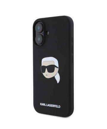 Karl Lagerfeld Silicone Karl Head Print MagSafe iPhone 16 Case - Black