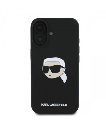 Karl Lagerfeld Silicone Karl Head Print MagSafe iPhone 16 Case - Black