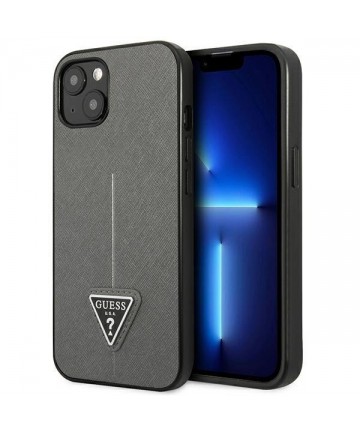 Guess SaffianoTriangle Logo case for iPhone 13 / 14 / 15 6.1" - silver