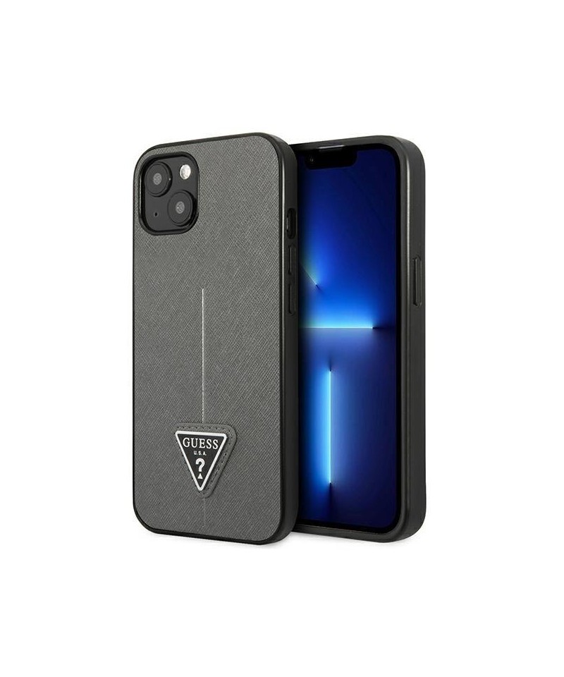 Guess SaffianoTriangle Logo case for iPhone 13 / 14 / 15 6.1" - silver